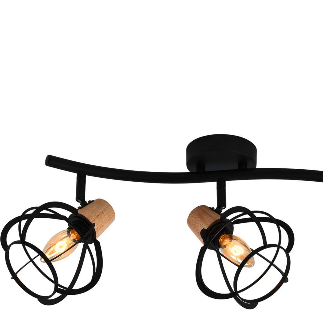 Deckenleuchte Schwarz Akaziefarben L: 66 Cm - Schwarz/Akaziefarben, Design, Holz/Metall (66/15/22cm)