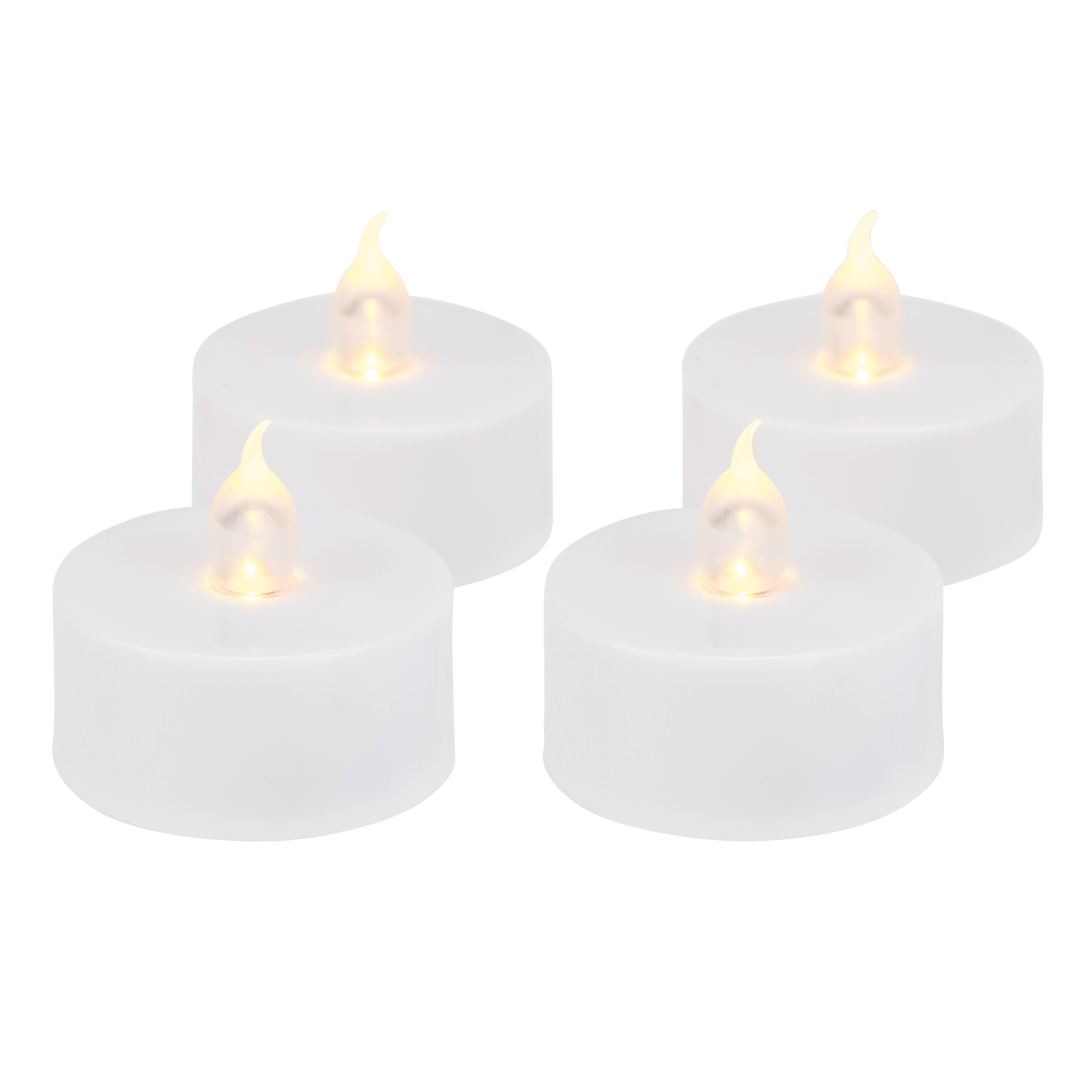 Teelicht mit Led Cara Weiß 4er-Set DxH: 3,8x3,5 cm - Weiß, Basics, Kunststoff - Ondega