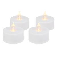 Teelicht mit Led Cara Weiß 4er-Set DxH: 3,8x3,5 cm - Weiß, Basics, Kunststoff - Ondega