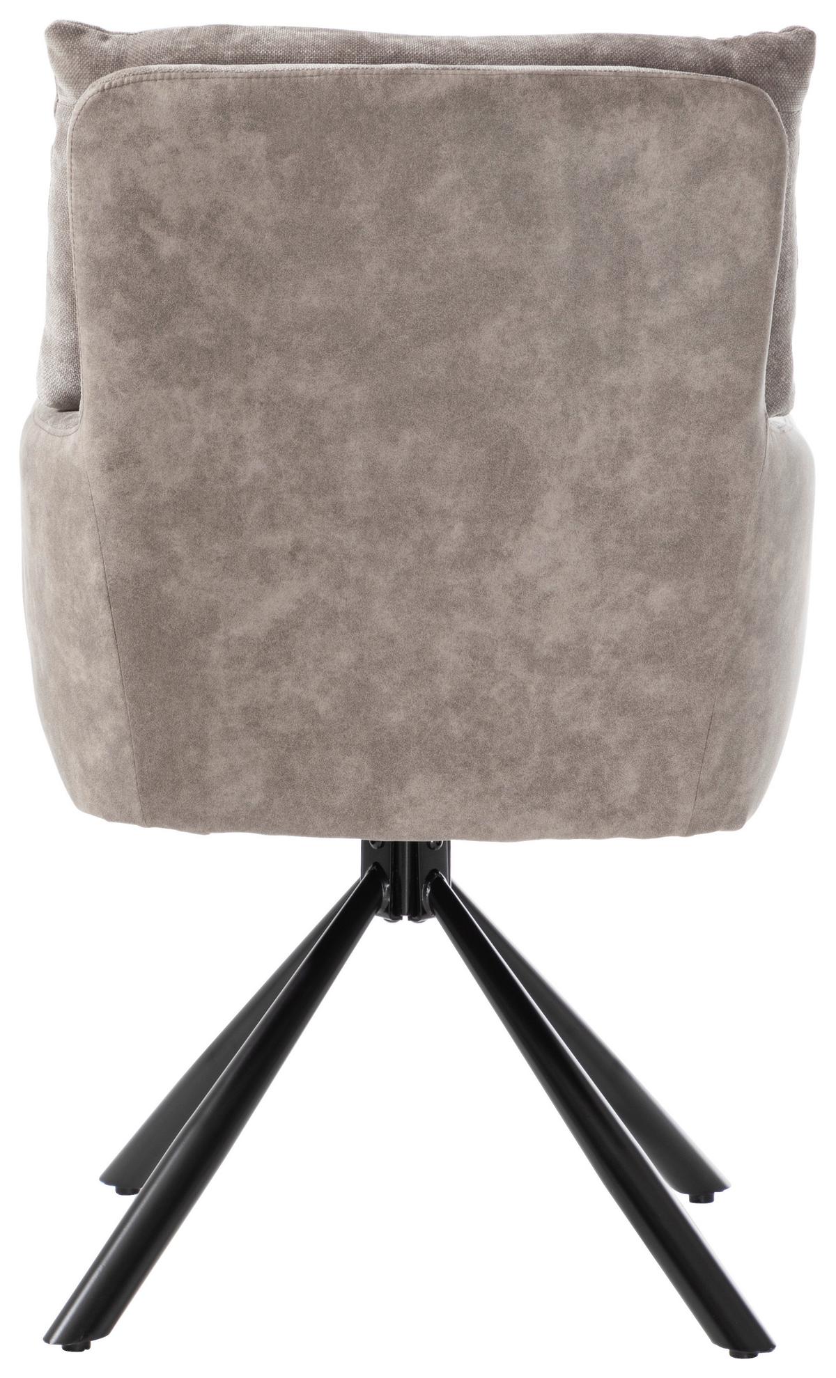 Otoční židle s područkami SOPHIE - šedá/černá, Moderní, kov/textil (60/93/67cm) - Premium Living