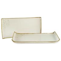 Servierplattenset, 2tlg. Steinzeug, creme - Creme, Basics, Keramik (33/16,5/3,5cm) - Creatable