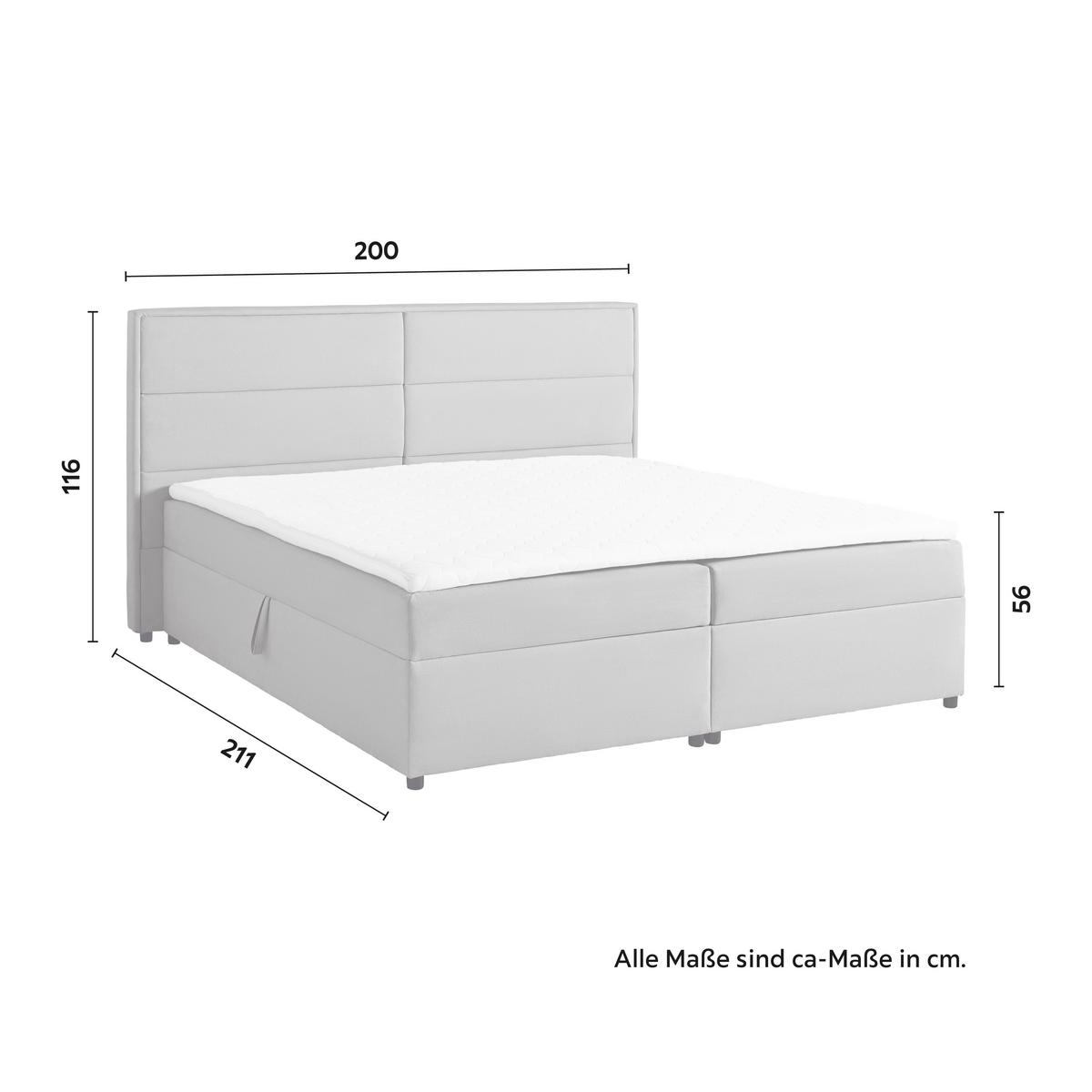 Postel boxspring s toperem, 180x200 cm, sivá - šedá/černá, Moderní, kov/dřevo (180/200cm) - Bessagi Home
