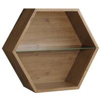 Wandregal Edge - Eiche Artisan, Trend, Glas/Holzwerkstoff (51/44/19cm)