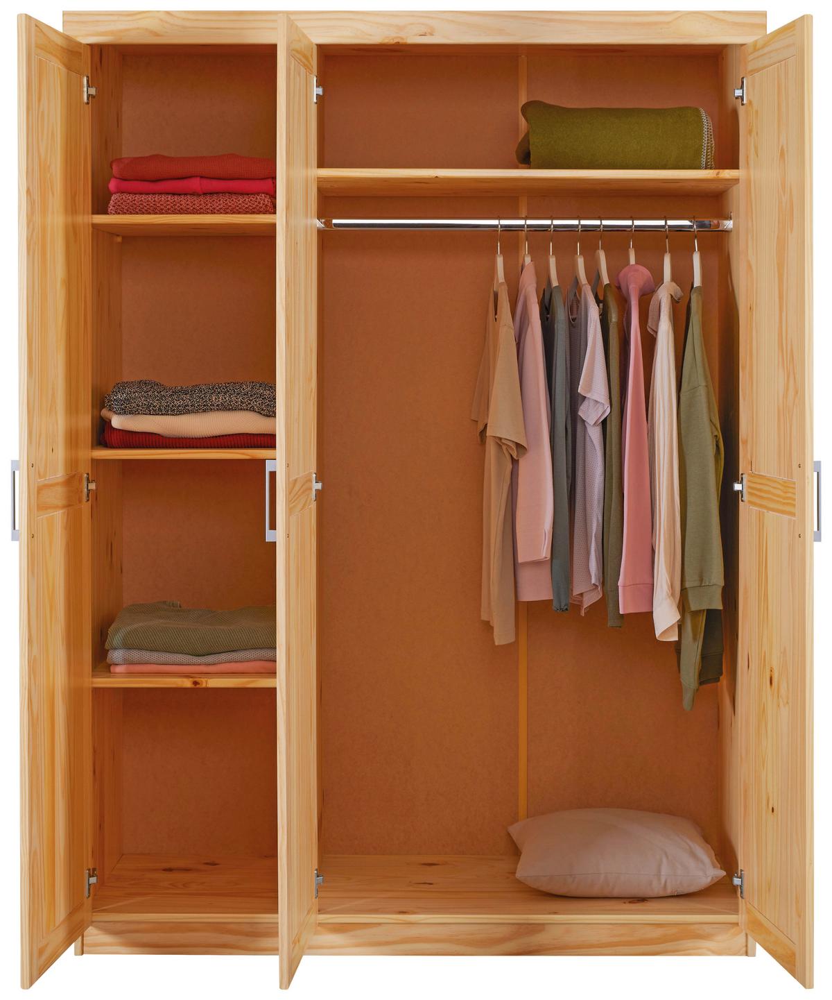Drehtürenschrank Massiv 140cm Pelle, Kiefer Natur - Naturfarben, LIFESTYLE, Holz (140/190/55cm) - MID.YOU