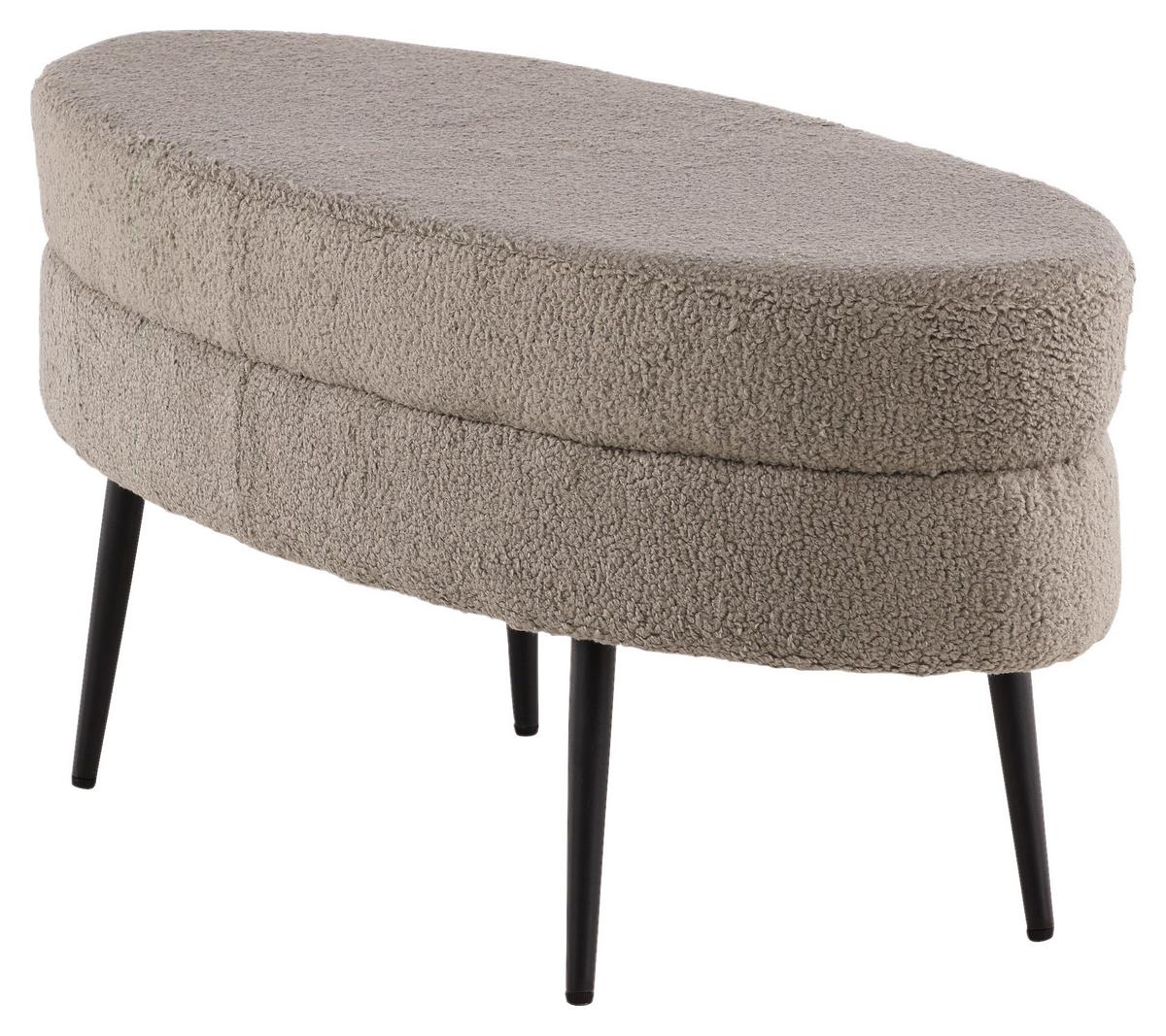 Hockerbank Otto - Greige/Schwarz, Design, Textil/Metall (100/41/40cm) - Livetastic