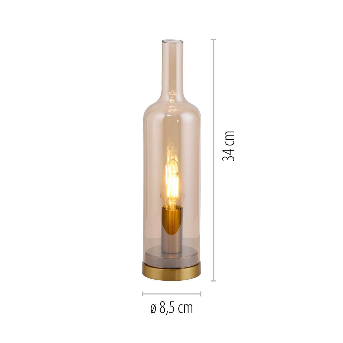 Tischleuchte, E14 14006-27 - Beige, Design, Glas/Kunststoff (8,5/8,5/34cm)