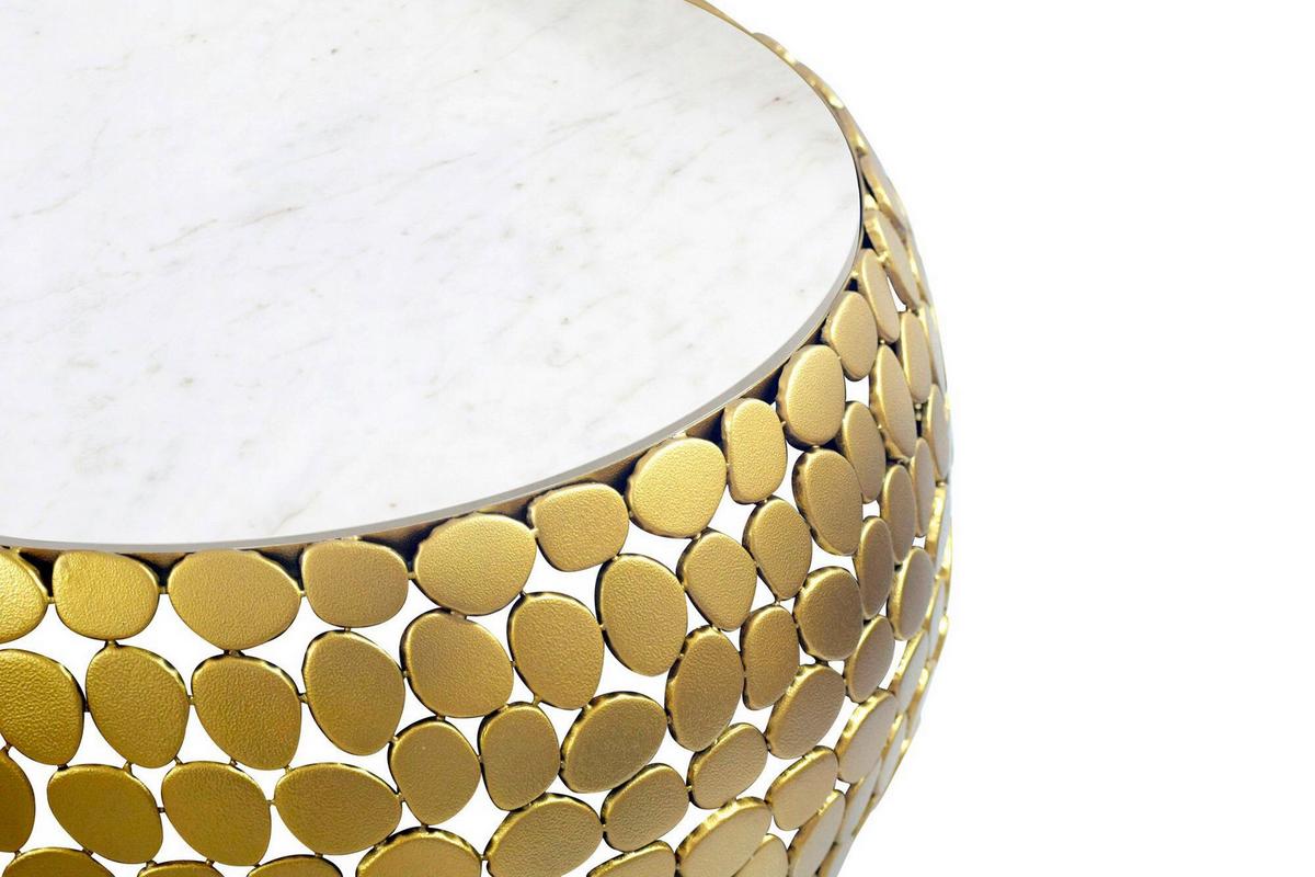 Couchtisch Goldfarben B: 66 cm - Goldfarben, Design, Stein/Metall (66/32/66cm) - Livetastic