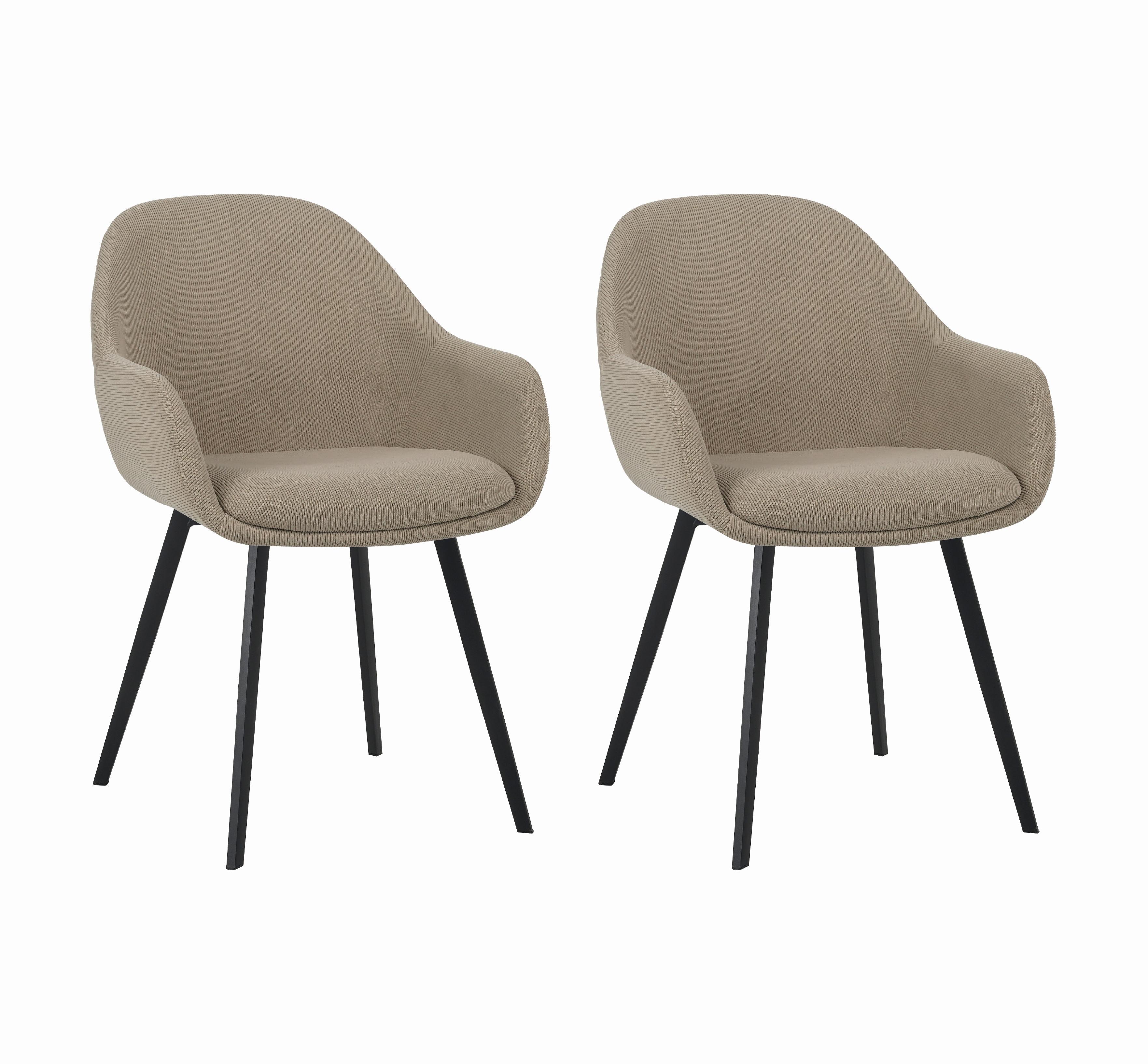 Armlehnstuhl-Set Cas Taupe B: 57cm - Taupe/Schwarz, MODERN, Textil/Metall (57/84/61cm) - Livetastic