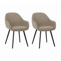 Armlehnstuhl-Set Cas Taupe B: 57cm - Taupe/Schwarz, MODERN, Textil/Metall (57/84/61cm) - Livetastic
