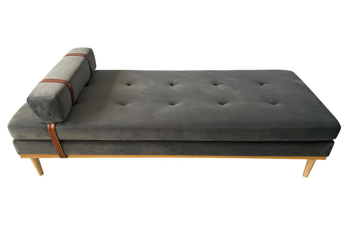 Chaiselongue Daybed Samt Grau B: 180 Cm - Naturfarben/Grau, MODERN, Textil (180/42/75cm) - Livetastic