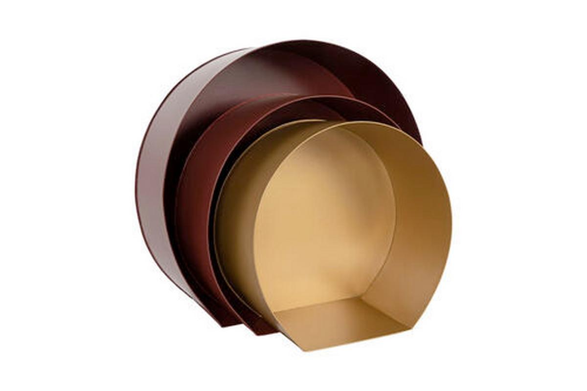 Wandregal-set Triple 3-teilig B:27-39,5 Cm Rot/bordeaux/gold - Bordeaux/Goldfarben, MODERN, Metall (27-39,5/26-37,5/12cm) - Kayoom