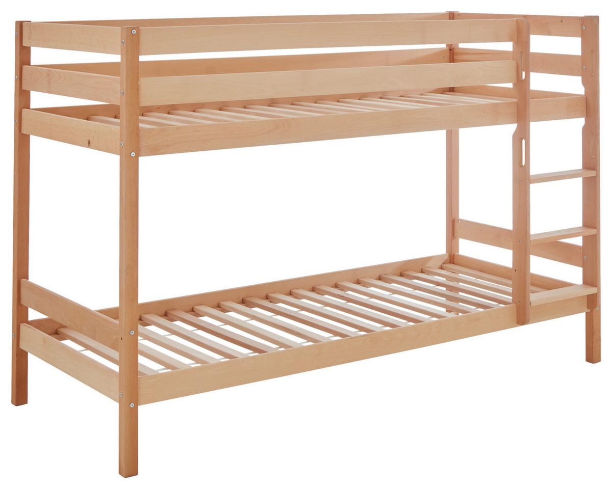 Etagenbett Lupo 2 Natur Buche Massiv Mit Absturzsicherung - Buchefarben, KONVENTIONELL, Holz (90/200cm)