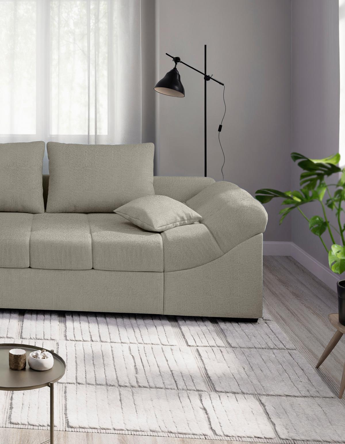 Eckschlafsofa Alvito Beige S: 202x298 Cm - Beige/Schwarz, MODERN, Textil (202/298cm) - MID.YOU