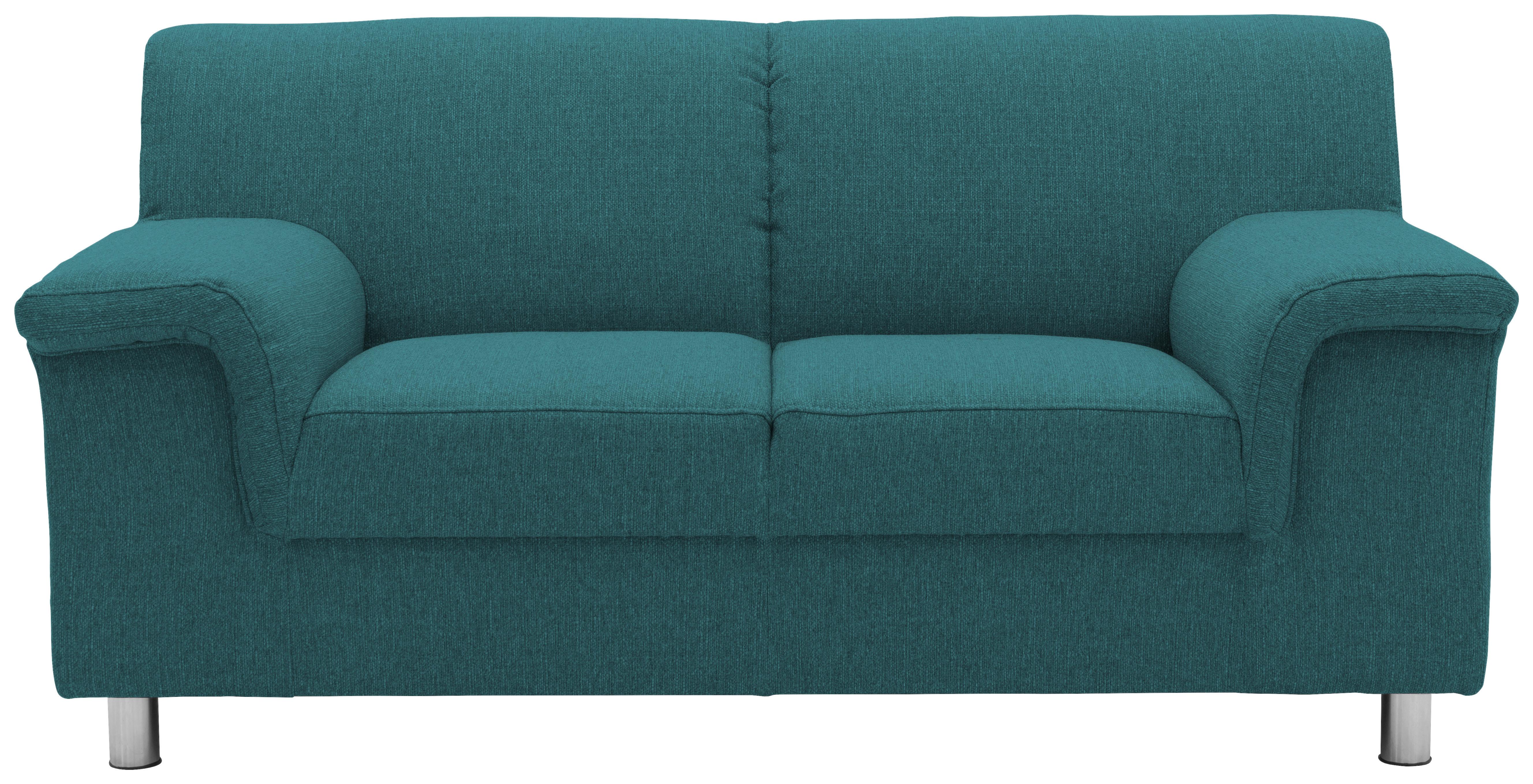 2-Sitzer-Sofa Jamie Rücken Echt Petrol Webstoff - Chromfarben/Petrol, KONVENTIONELL, Textil (145/72/80cm)