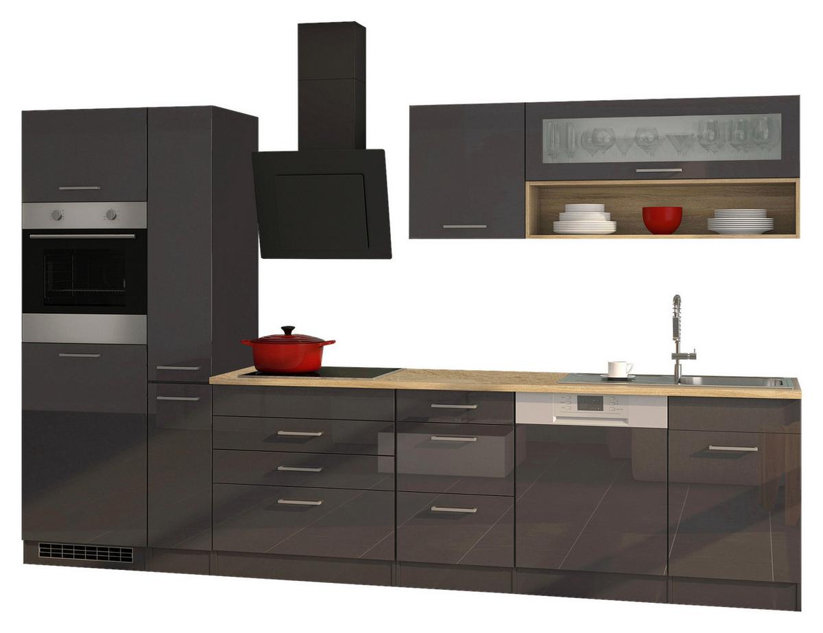 Küchenleerblock Mailand Graphitfarben B: 330cm - Graphitfarben/Sonoma Eiche, MODERN, Holzwerkstoff (330cm) - Held