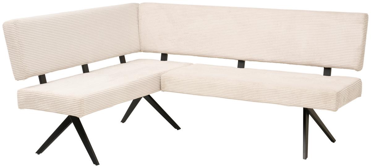 Eckbank Chios Cord Beige, S: 150x190 Cm - Beige/Schwarz, KONVENTIONELL, Textil/Metall (150/190cm) - MID.YOU
