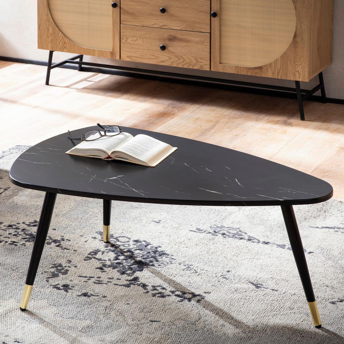 Couchtisch Marmoroptik Schwarz L: 90 Cm - Goldfarben/Schwarz, Design, Holzwerkstoff/Metall (90/60/41cm) - MID.YOU