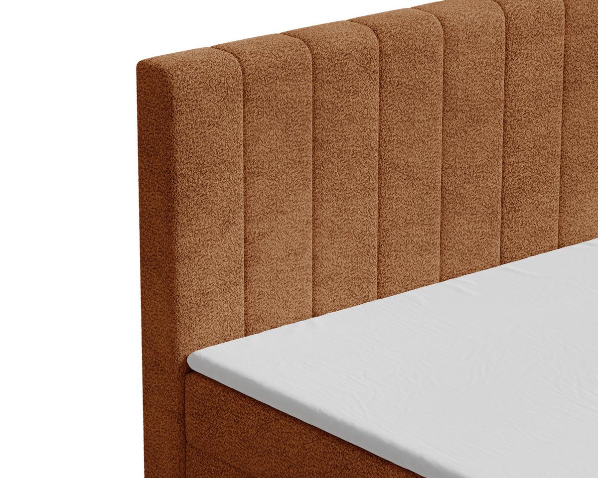 Boxbett Paris mit Topper 140x200 - Terracotta/Schwarz, MODERN, Holz/Kunststoff (140/200cm) - Livetastic