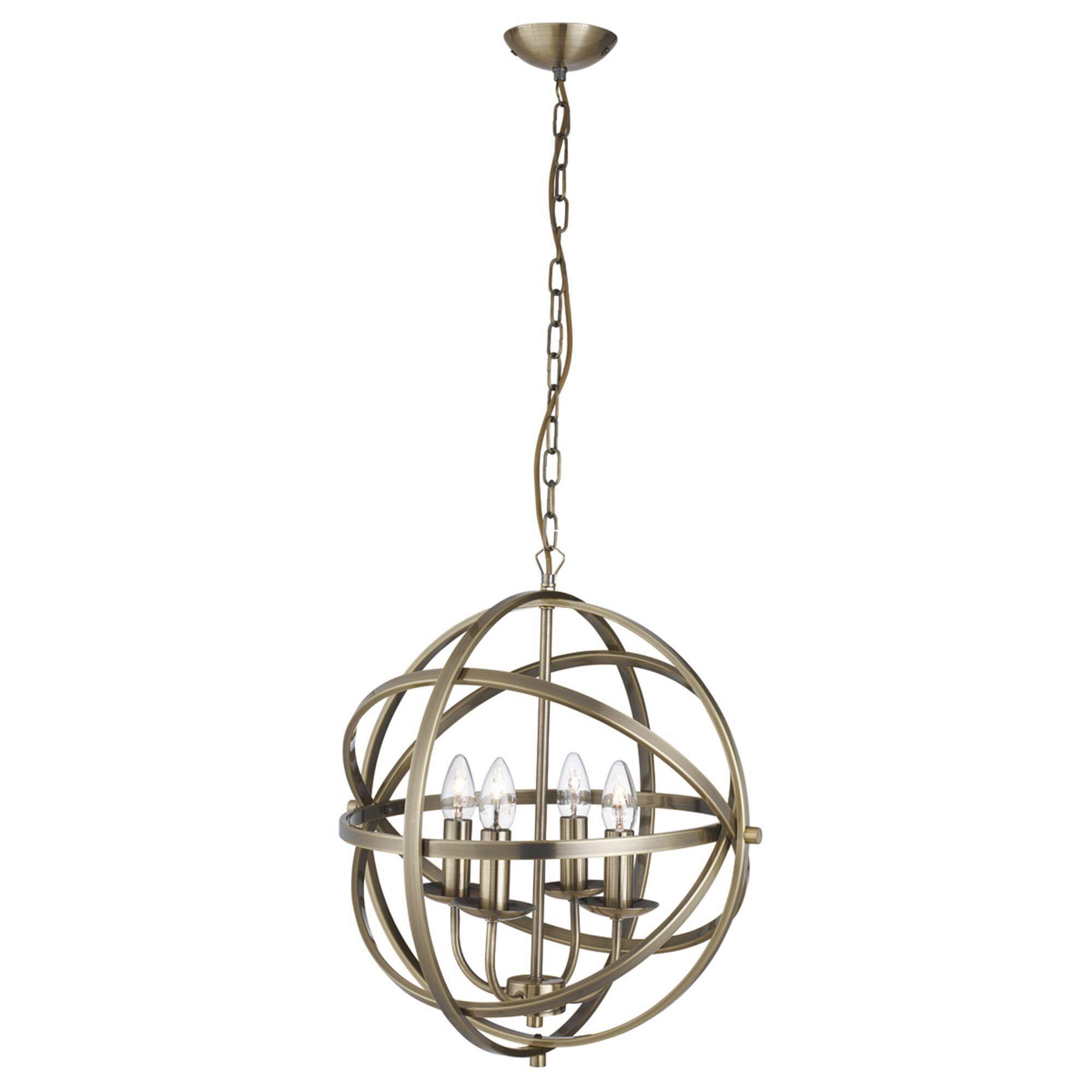 Hängeleuchte Orbit H: 116 cm 4-Flammig, höhenverstellbar - Messingfarben, Design, Metall (46/116cm)