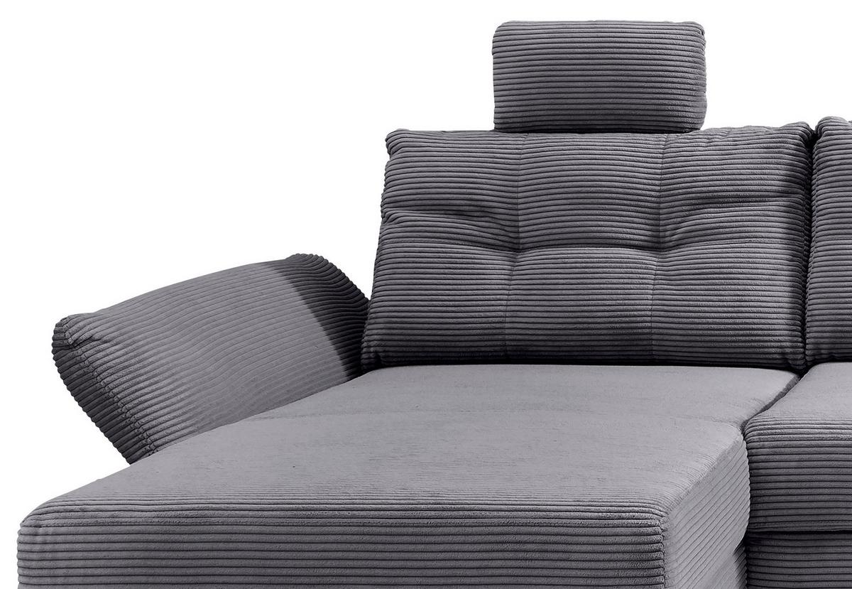 Wohnlandschaft Brizzini Grau S: 176x338-352 cm - Naturfarben/Grau, MODERN, Textil (176/338-352/206cm) - Livetastic