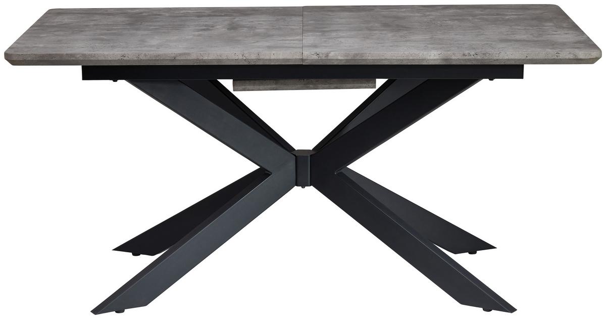 Ausziehtisch Leif 160 Az Mdf Betonoptik, B: 160-200 Cm - Schwarz/Grau, KONVENTIONELL, Holzwerkstoff/Metall (160-200/90/76cm) - MID.YOU