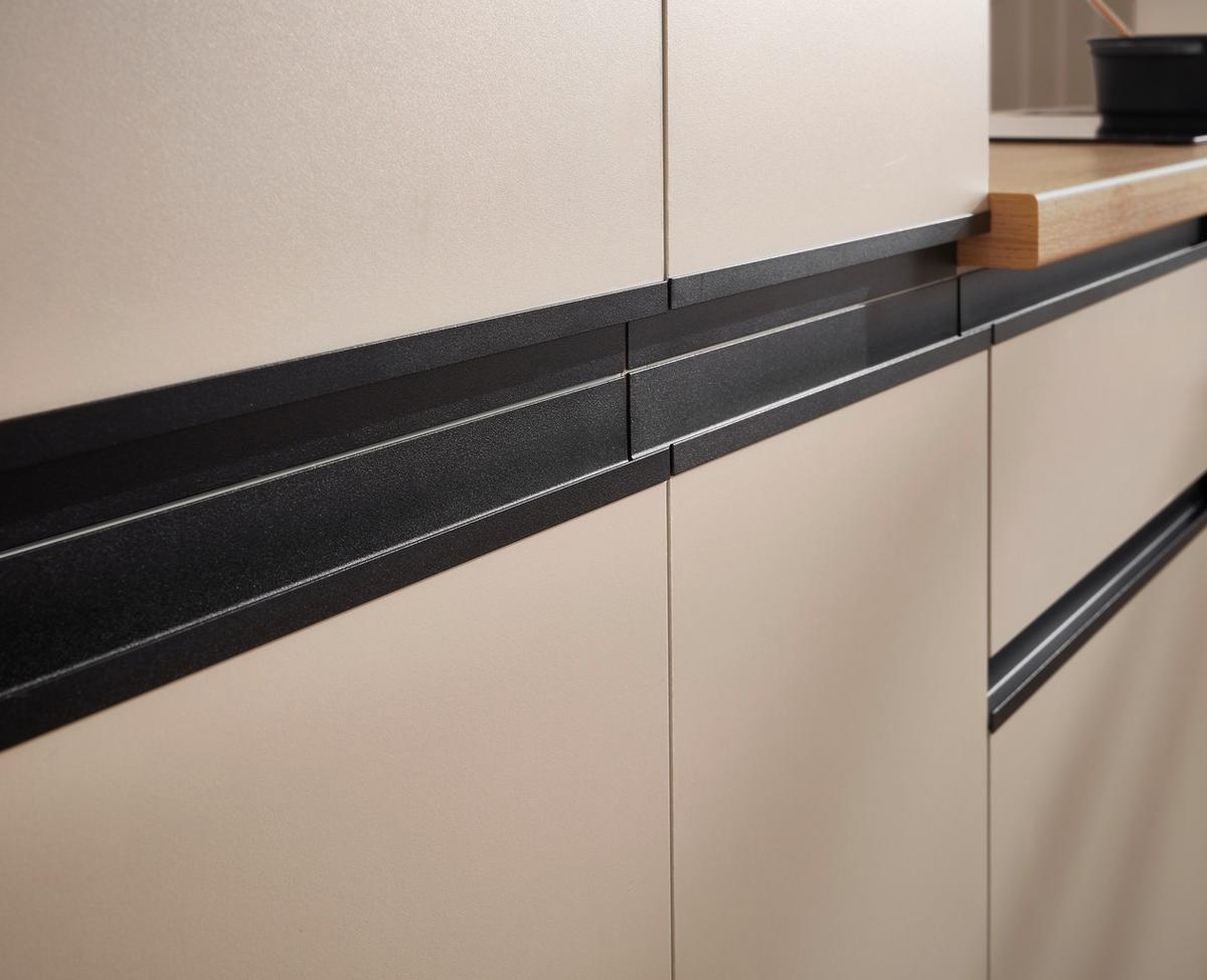 Kuchyňská linka 220 cm, NIZZA - hedvábně šedá/barvy dubu, Trend, kov/kompozitní dřevo (220cm) - P & B