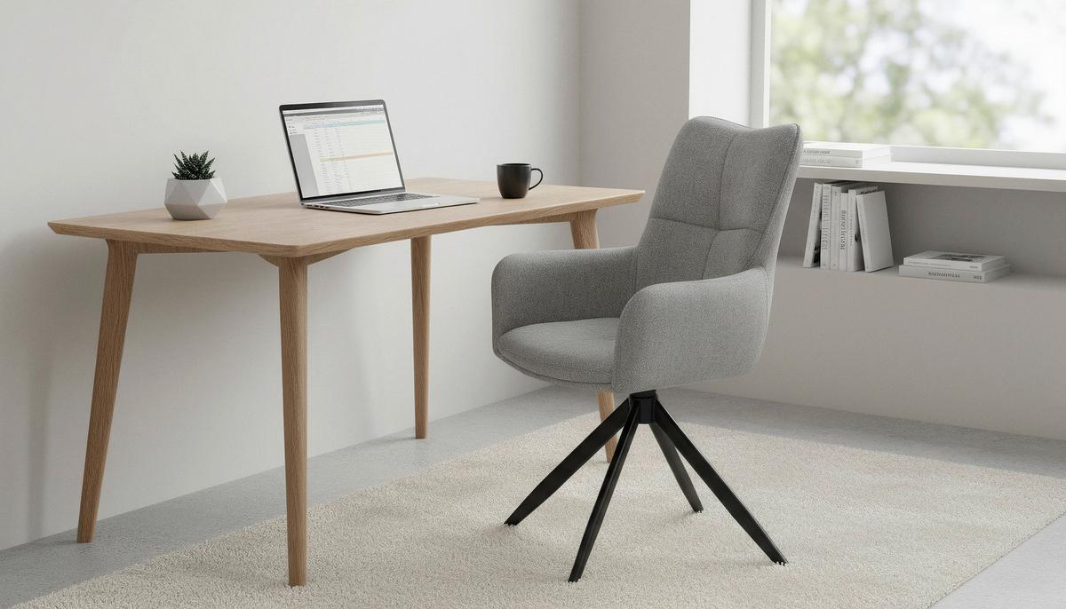 Armlehnstuhl Emily Leinenoptik Beige B: 57 cm - Beige/Schwarz, KONVENTIONELL, Textil/Metall (56/90/64cm)