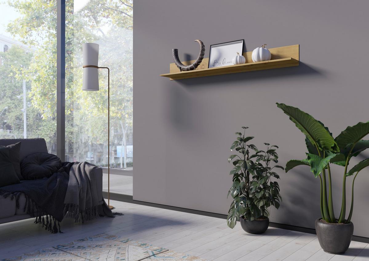 Wandregal Luci Weiß Eiche Artisan B: 160 Cm - Eiche Artisan, Trend, Holzwerkstoff (160/20/20cm) - MID.YOU