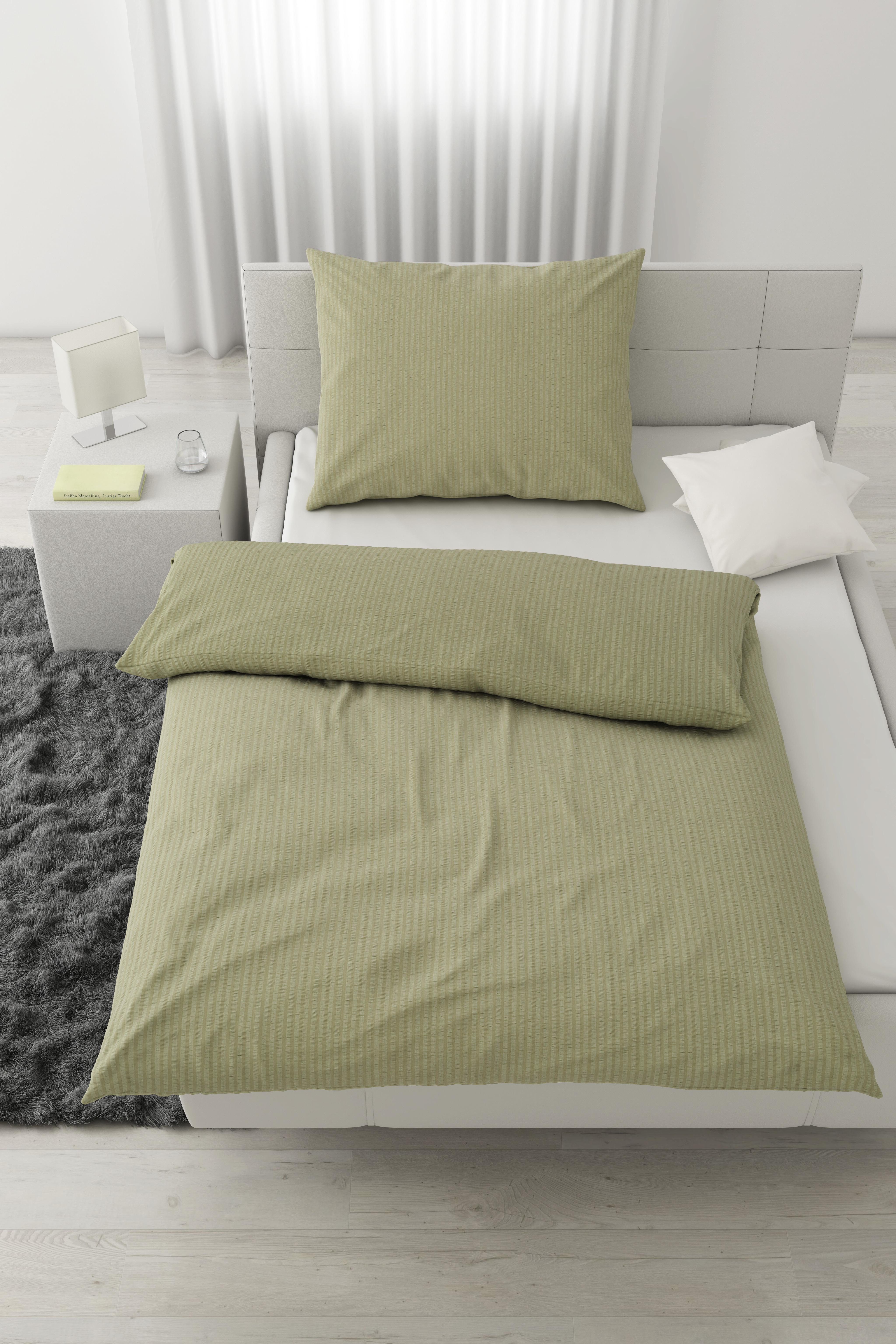 Povlečení Babs, 140/200cm, Oliv. Zelená - olivově zelená, Moderní, textil (140/200cm) - Modern Living
