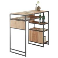 Bartisch Carlos 120x55x105 Cm Eiche Dekor Mit Stauraum - Eichefarben/Schwarz, Design, Holz/Metall (120/55/105cm) - Livetastic