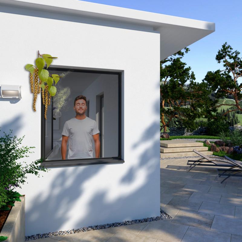 Fliegengitter Fenster 100x120 cm Anthrazit Magnetverschluss - Anthrazit, Basics (100/120cm)