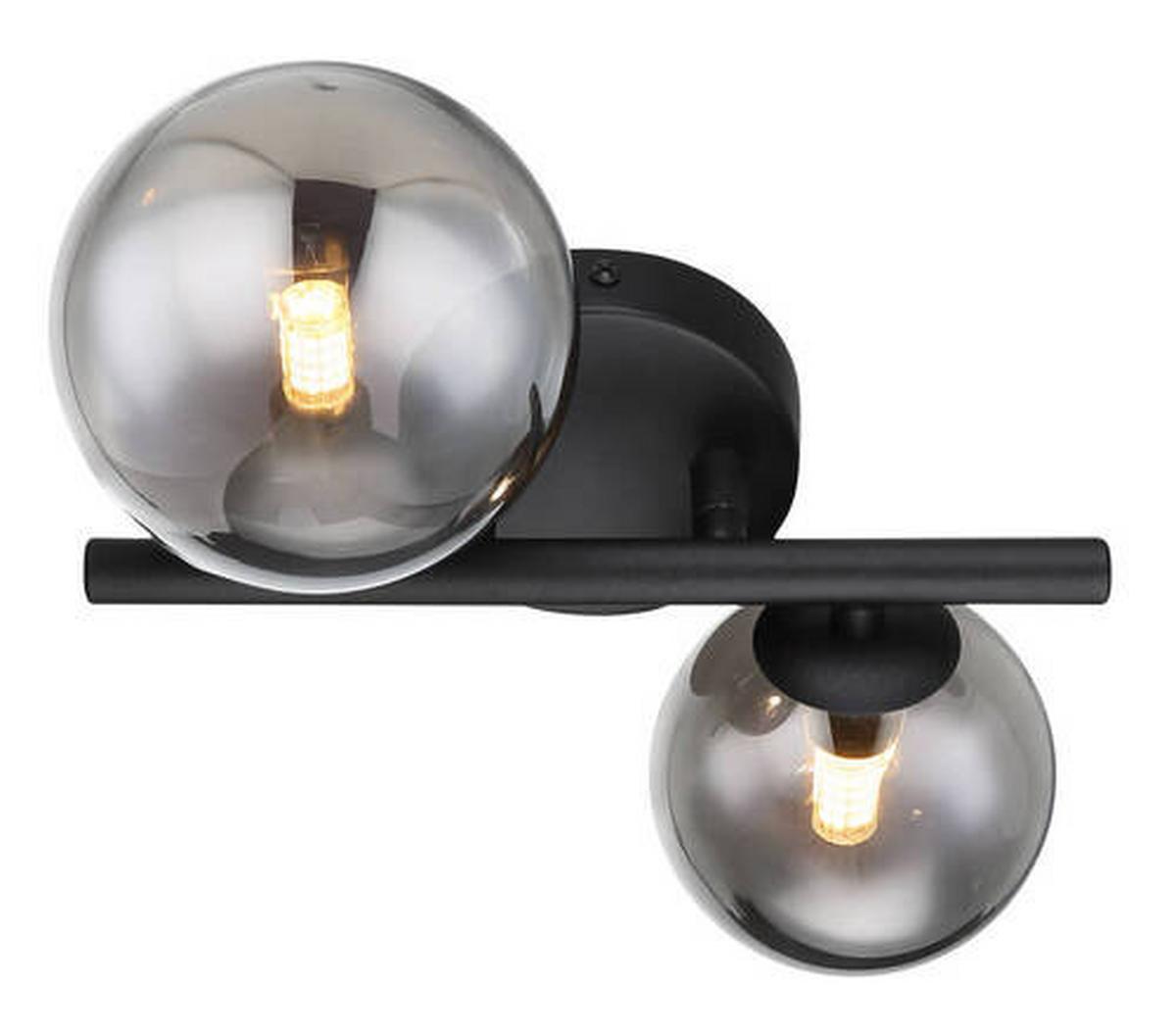 Led Falilámpa 56133-2w - fekete, Design, Üveg/fém (24/25/12,5cm) - Globo