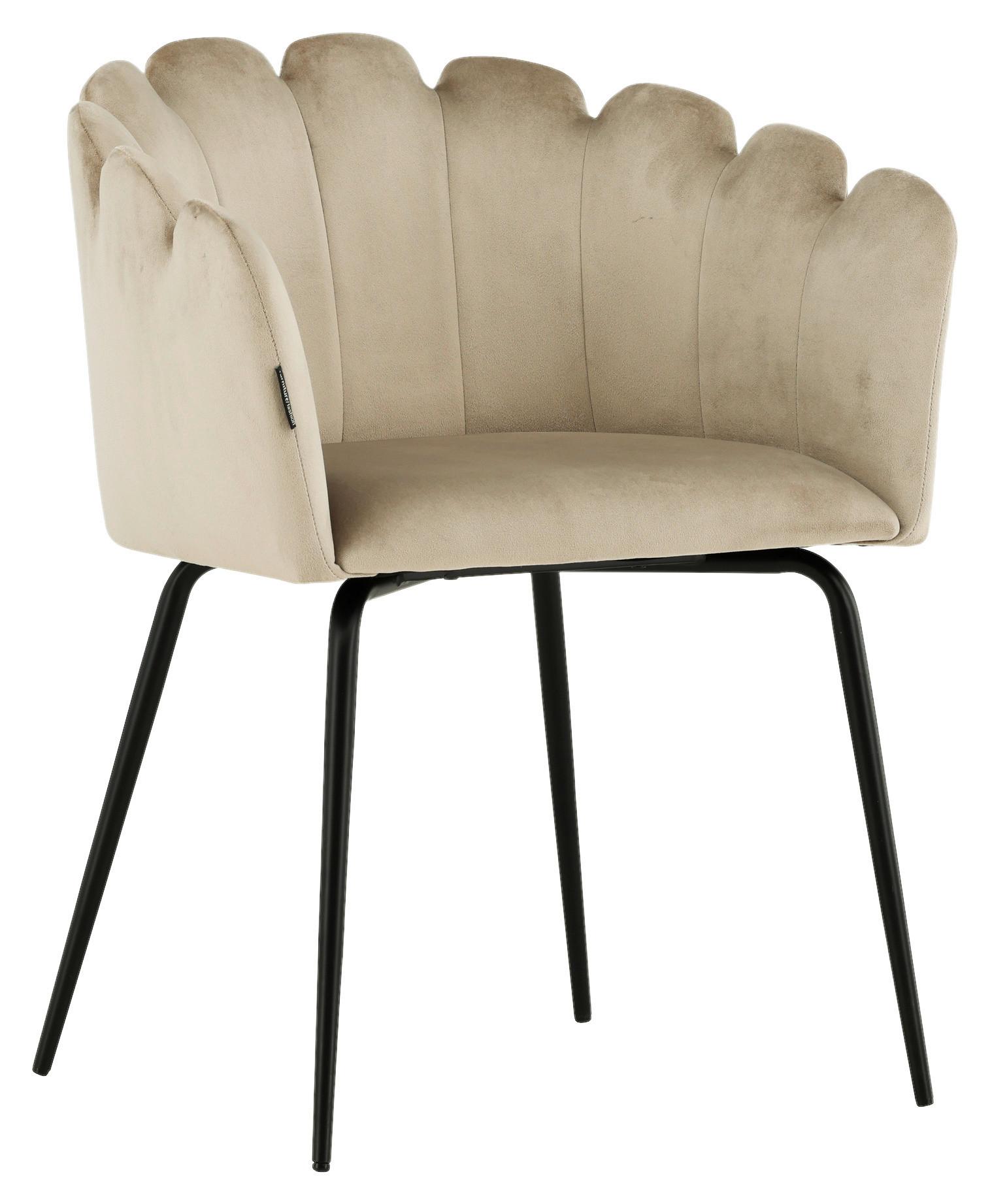 Stuhl Limhamn - Beige/Schwarz, Design, Textil/Metall (52/76.5/51cm) - Livetastic