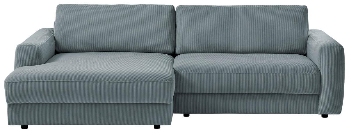 Ecksofa Bourbon - Blaugrau/Schwarz, MODERN, Textil (176/250cm) - Trendmanufaktur