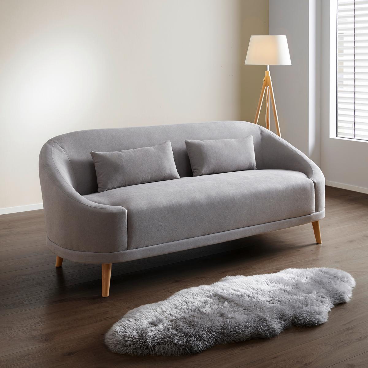 Dizajnová trojmiestna pohovka Jannike, sivá - sivá, Modern, drevo/textil (207/84/80cm) - Modern Living