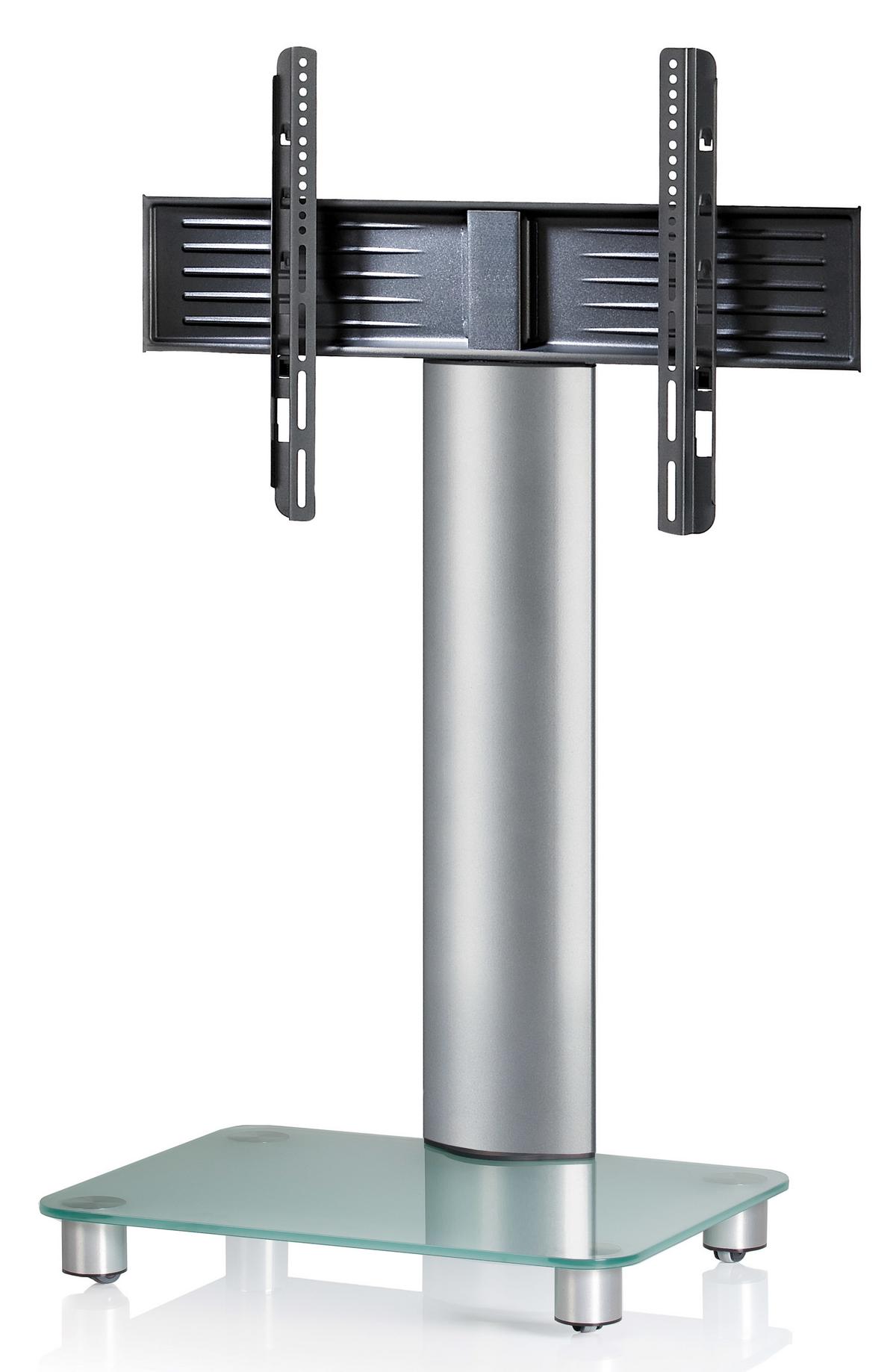 TV-Rack Tosal B: 60 cm - Klar/Silberfarben, KONVENTIONELL, Glas/Metall (60/100/44cm) - MID.YOU