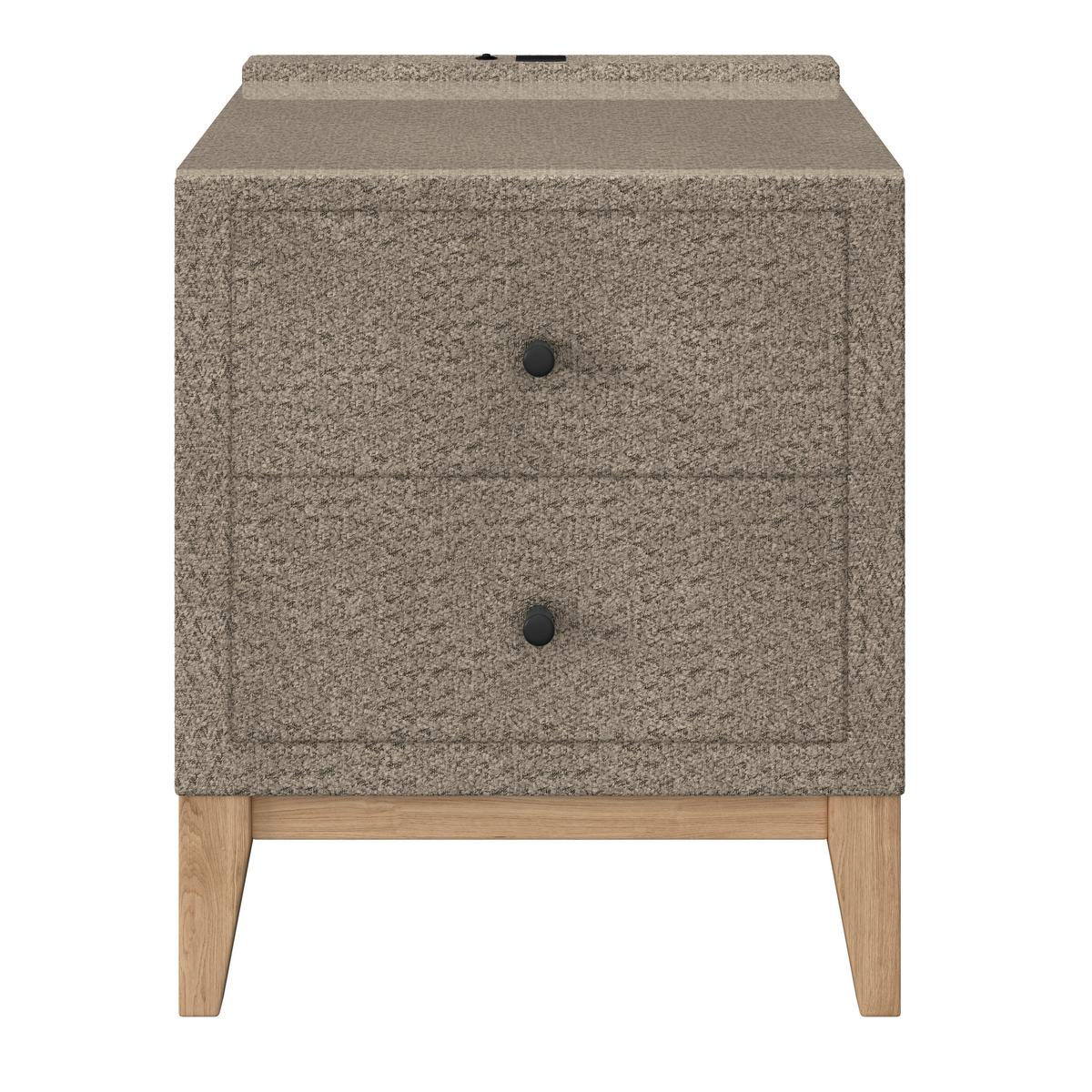 Nachtkästchen Smile inkl. Beleuchtung, B: 49cm - Taupe, KONVENTIONELL, Glas/Holz (49/58,5/46cm) - James Wood