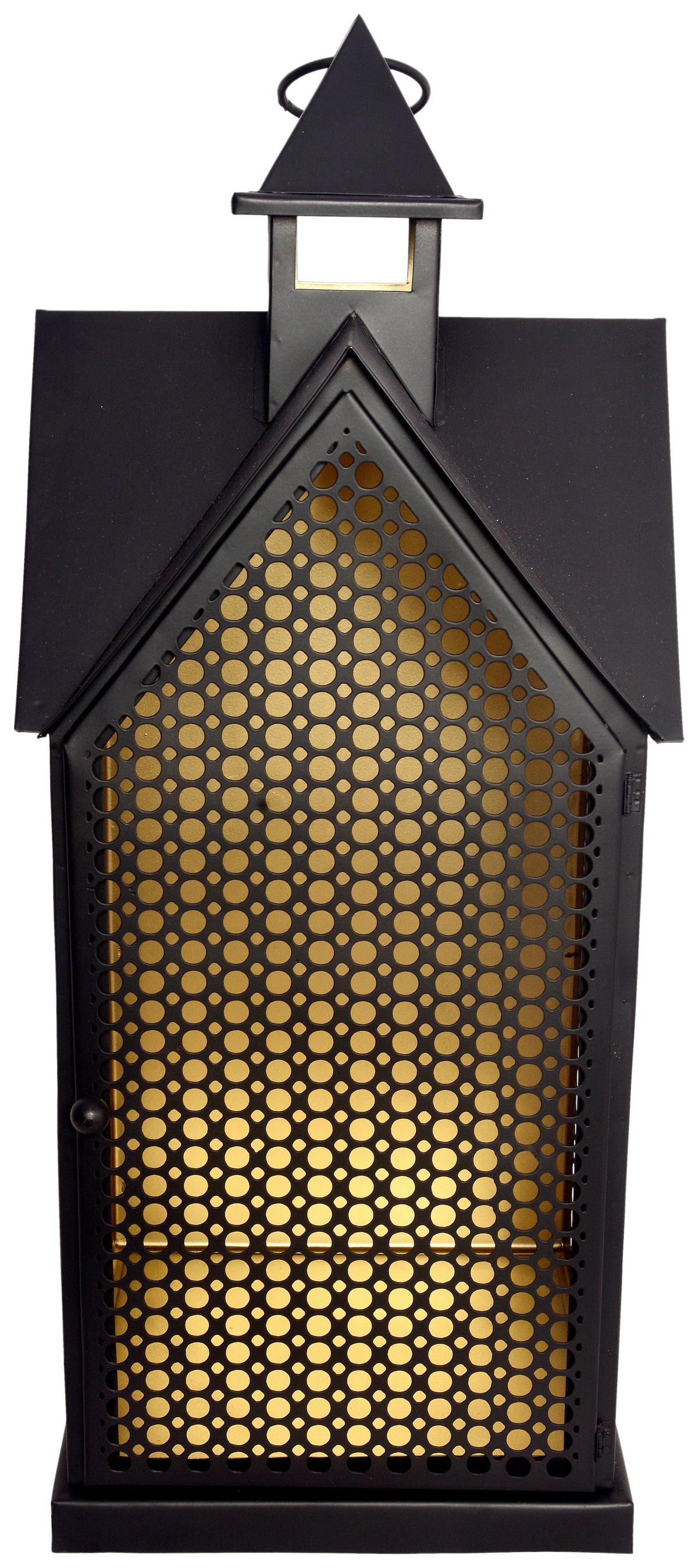 Laterne Larissa - Goldfarben/Schwarz, KONVENTIONELL, Metall (21/21/52cm) - Luca Bessoni