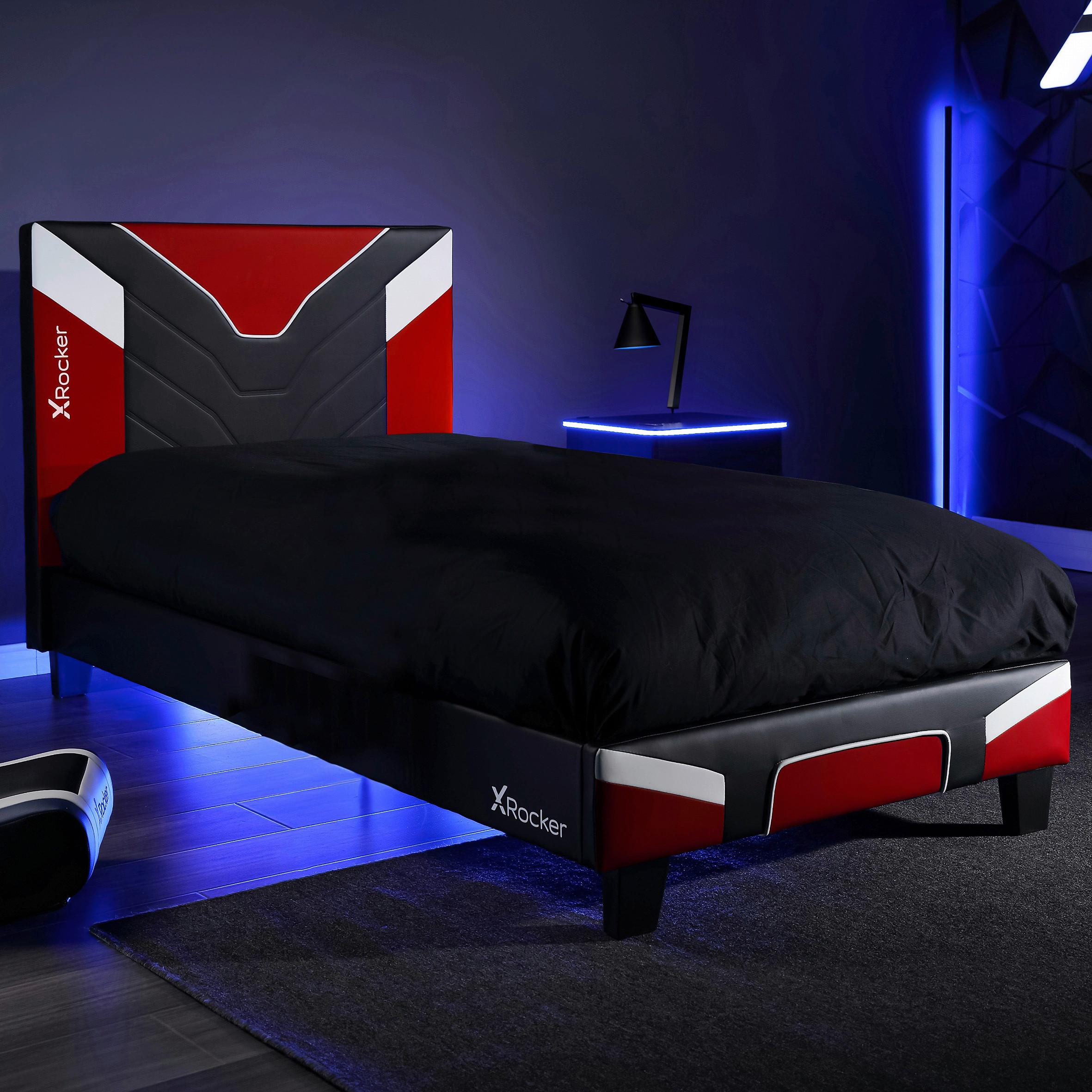 Bett Cerberus - Rot/Schwarz, MODERN, Holzwerkstoff/Kunststoff (90/190cm) - X Rocker