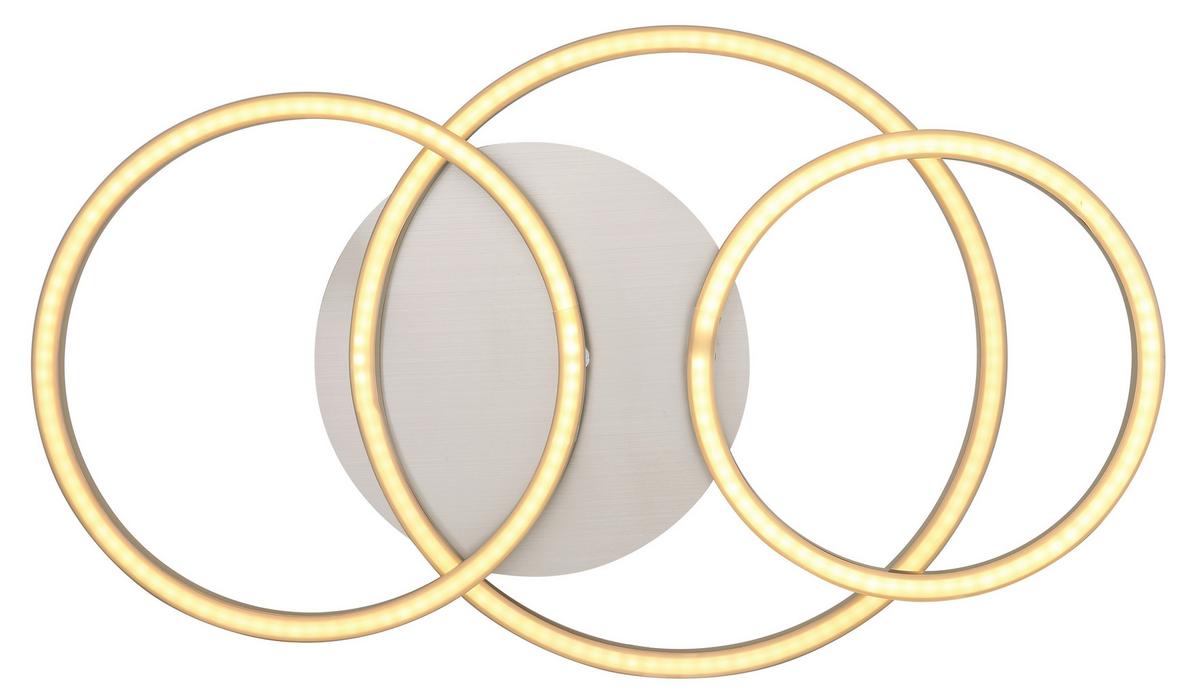 LED-Deckenleuchte Kendy L: 50 cm - Weiß/Nickelfarben, Basics, Kunststoff/Metall (50/30/9,5cm) - Globo