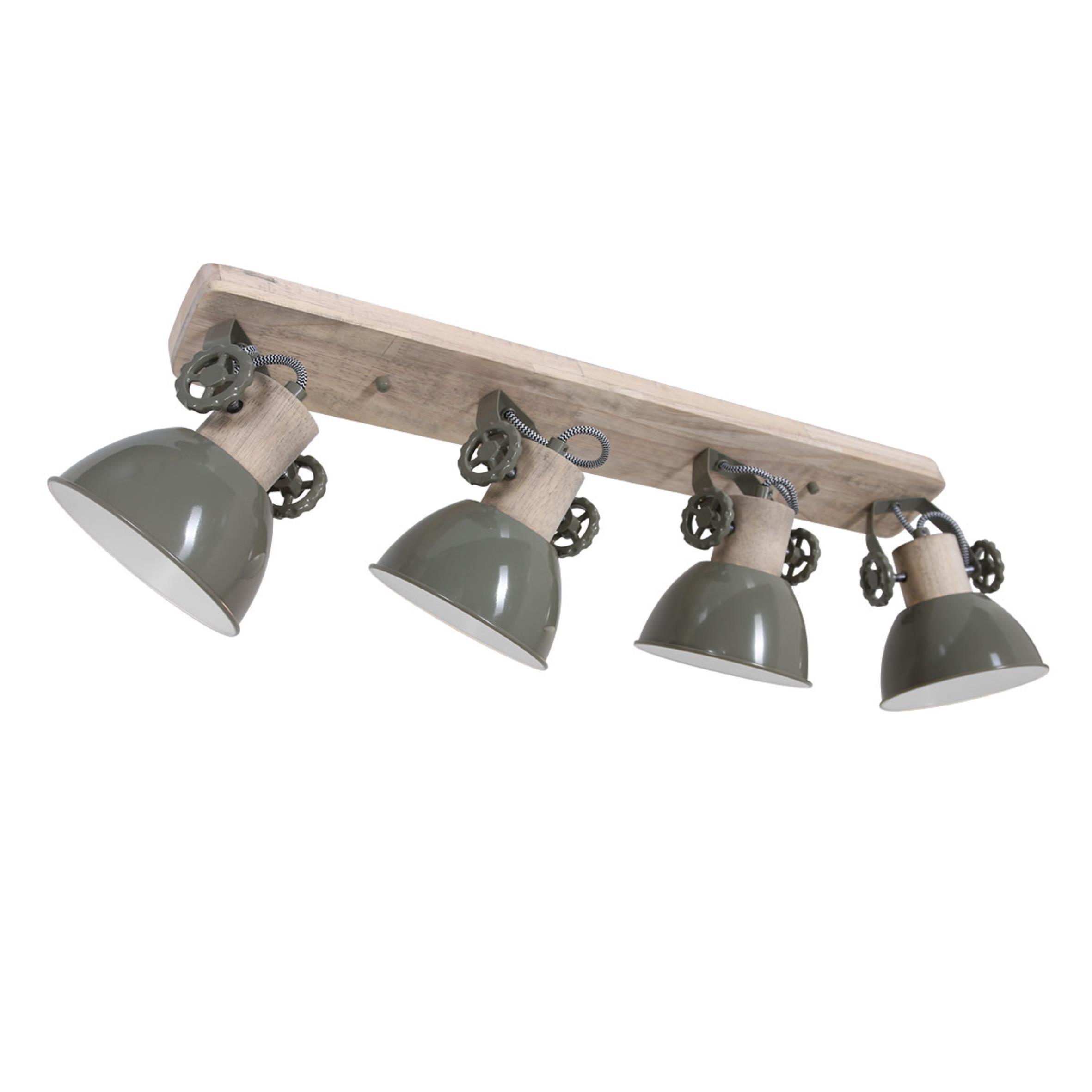 Deckenspots Gearwood - Grün, Trend, Holz/Metall (15/23/90cm)