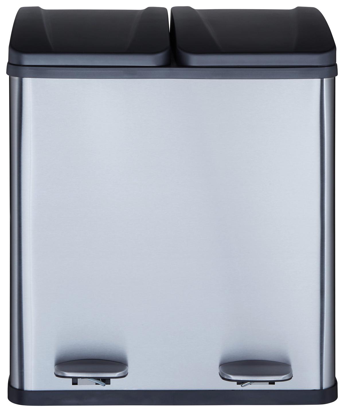 Nášlapný koš Trasch, 20l + 20l - černá/barvy stříbra, Moderní, kov/plast (46,3/37,1/52,6cm) - Mömax