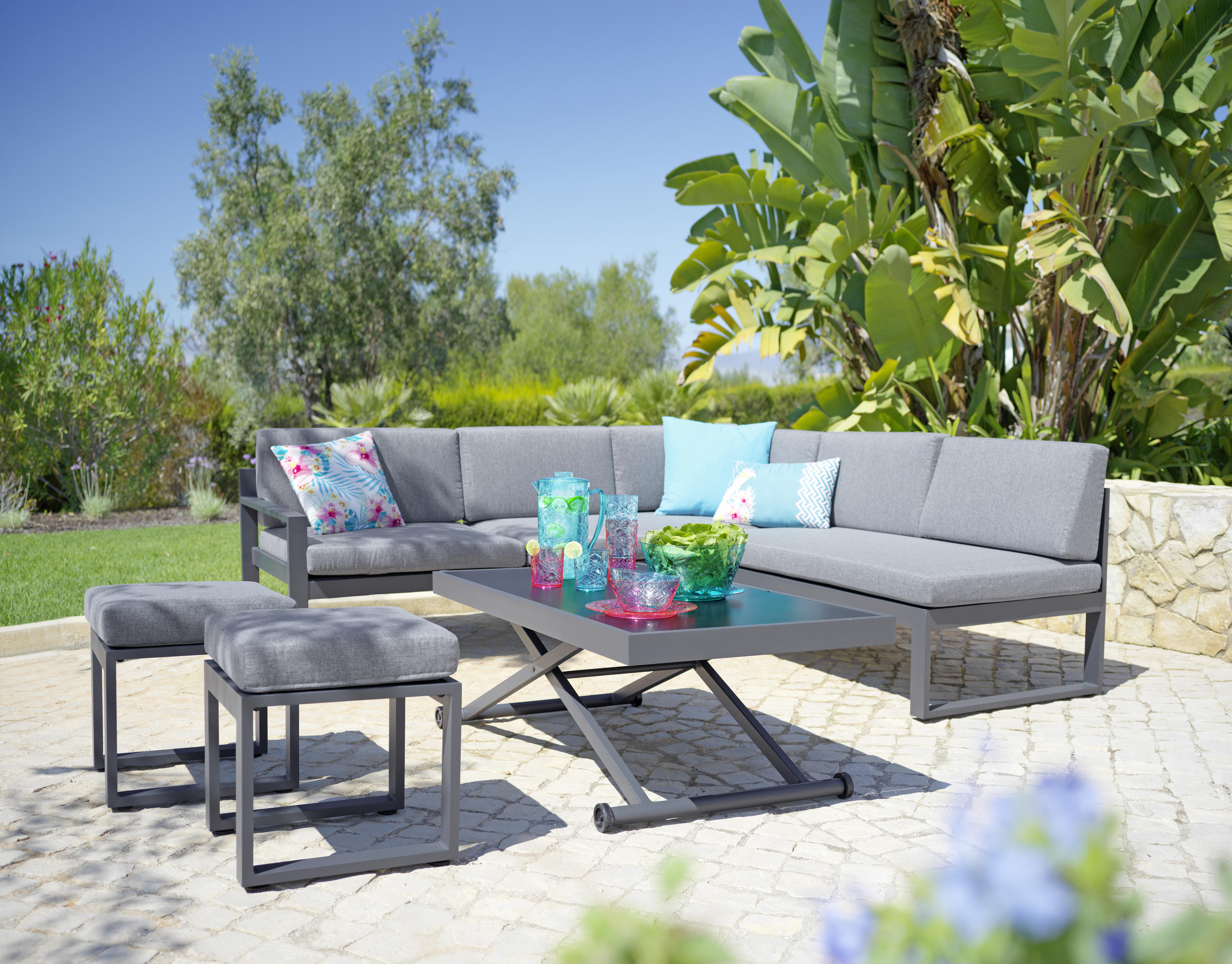 Zahradní Sedací Souprava Moskau 1 - šedá/antracitová, Moderní, kov/textil (213/200cm) - Modern Living