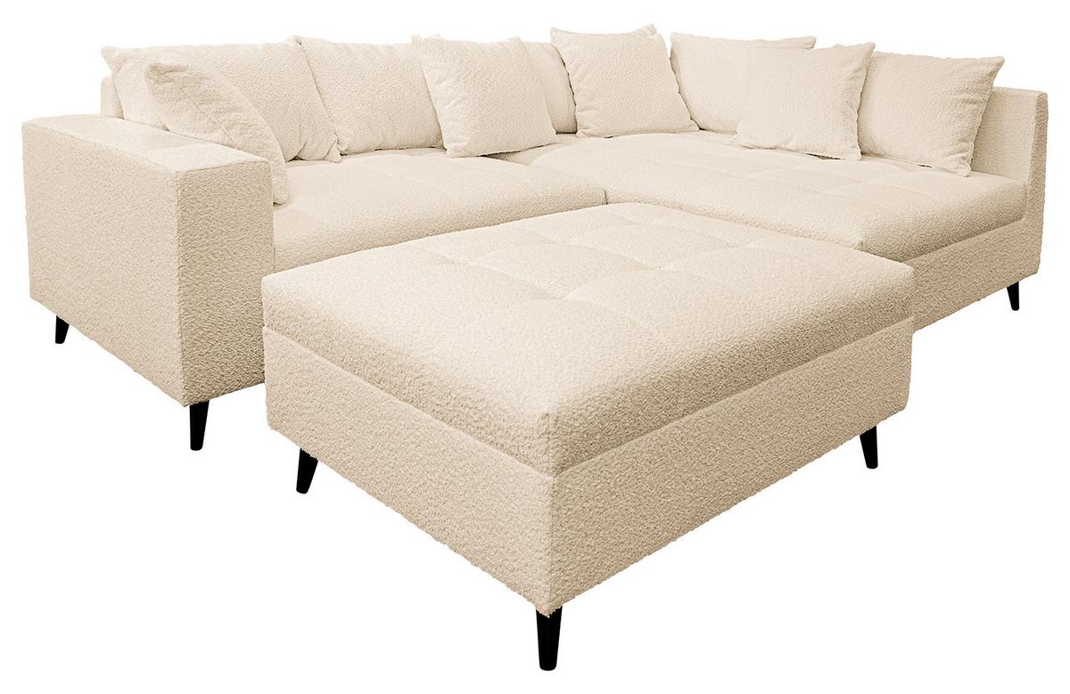 Ecksofa Pruno, Beige S: 247x174 Cm - Beige/Schwarz, Design, Textil (247/174cm) - MID.YOU