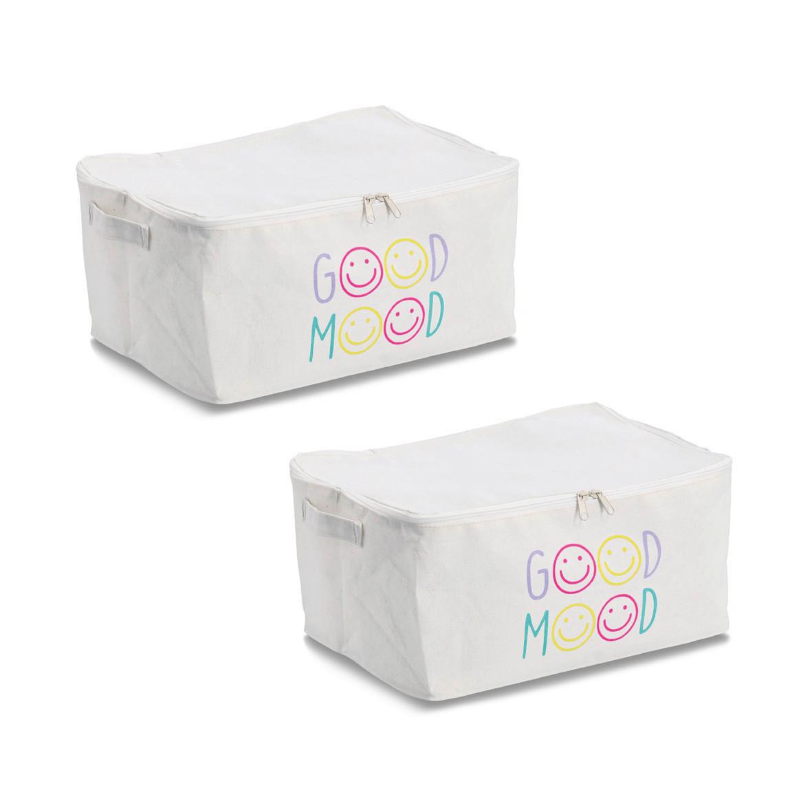 Aufbewahrungsbox 2er Set creme - Creme, Basics, Textil (39/29/18cm) - Zeller Present