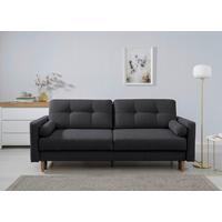 Schlafsofa Noret, Dunkelgrau B: 222 Cm - Dunkelgrau/Buchefarben, Design, Textil (222/93/99cm) - MID.YOU