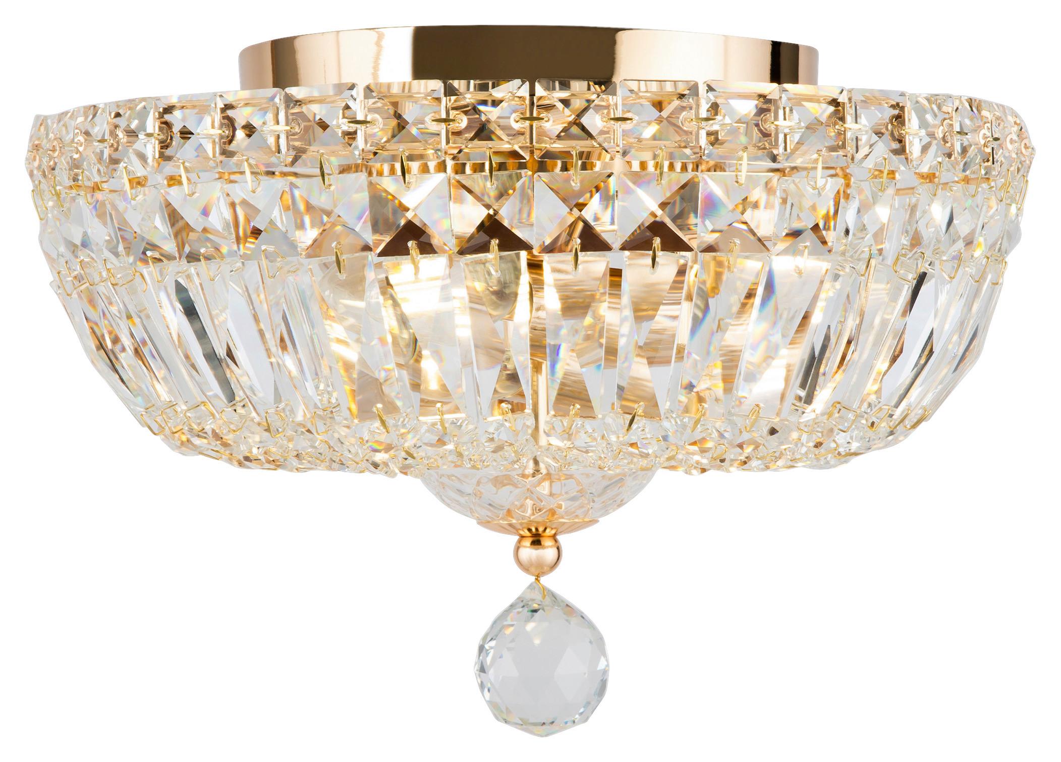 Kronleuchter Basfor 3xE14, Goldfarben Kristallglas - Goldfarben, Trend, Glas/Metall (30/18cm) - MAYTONI