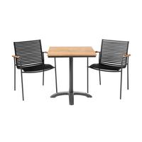 Balkonmöbel Set Mood Cafe Set aus Holz/Metall 3tlg - Anthrazit/Schwarz, Natur, Holz/Kunststoff (105/74/70cm) - Gardenson