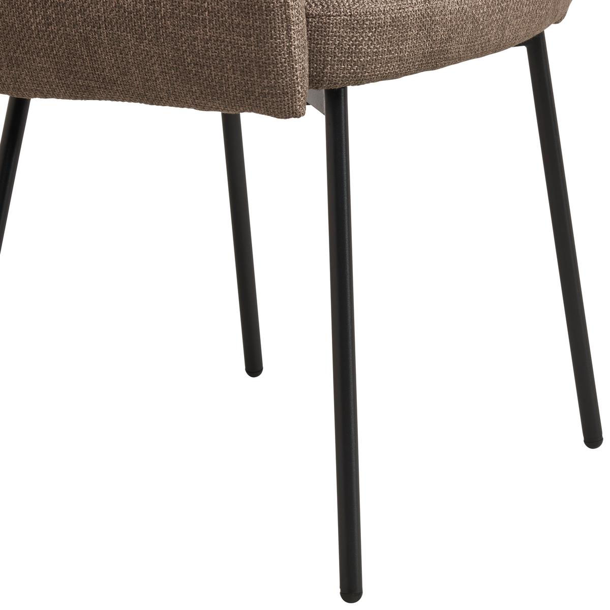 Armlehnstuhl Pauline Leinenoptik Brau, B: 62 cm - Schwarz/Braun, KONVENTIONELL, Holz/Textil (62/85/64cm) - MID.YOU