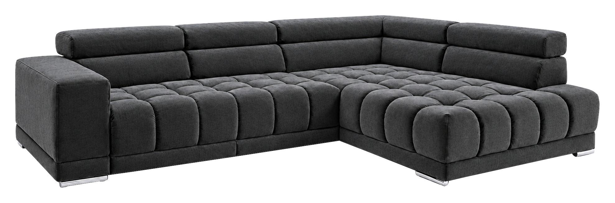 Sedacia súprava IBA, pravá, antracitová, bez funkcií - antracitová/chrómová, Lifestyle, textil (323/73/222cm) - Premium Living